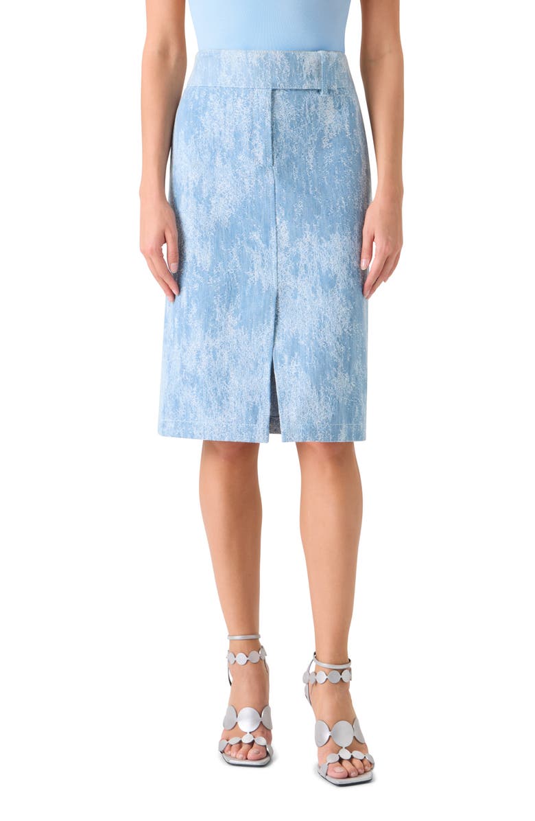 Akris punto Denim Jacquard Pencil Skirt, Main, color, Sky Blue Denim
