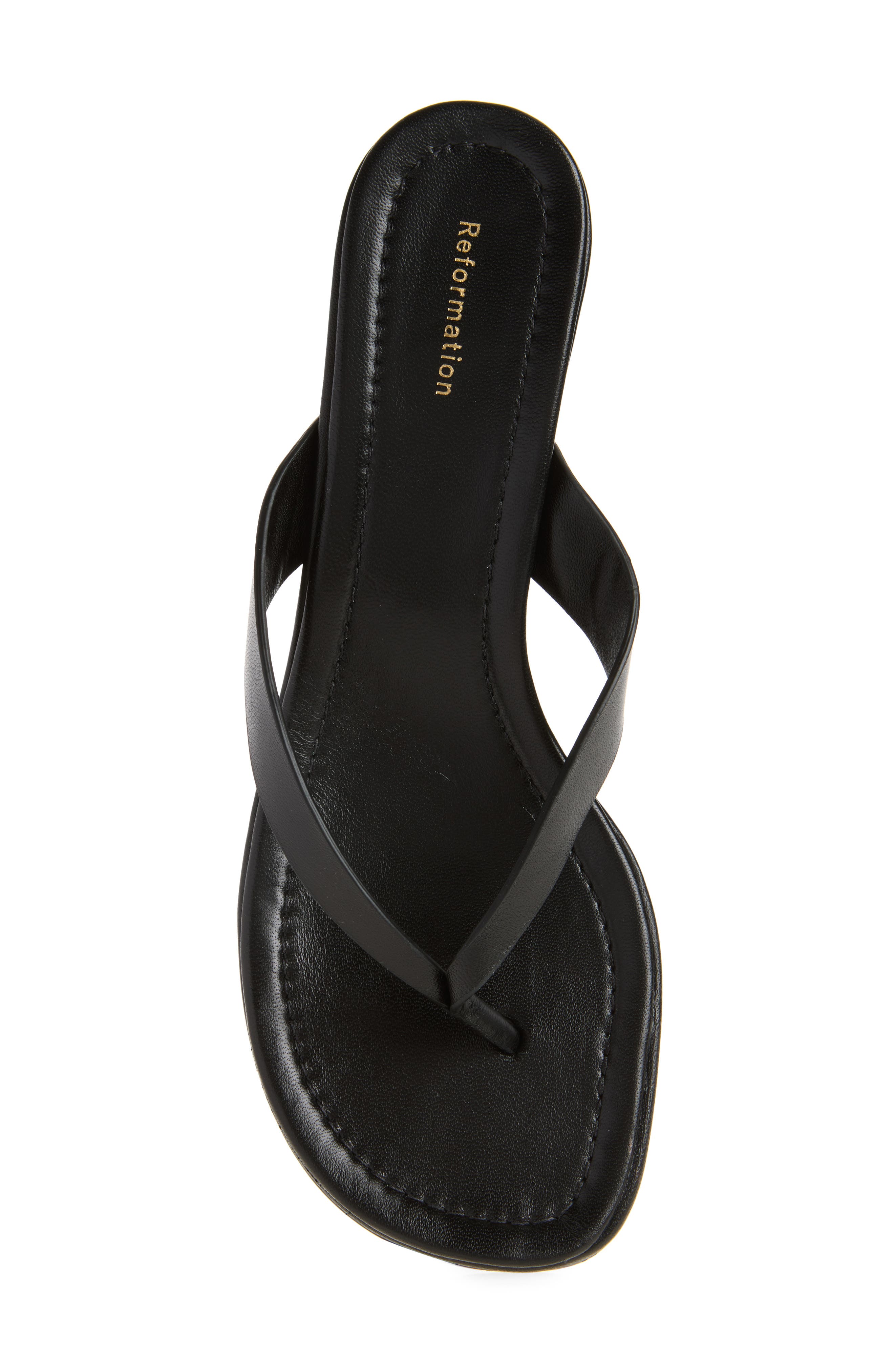 Reformation Jessie Block Heel Sandal, Alternate, color, Black Leather