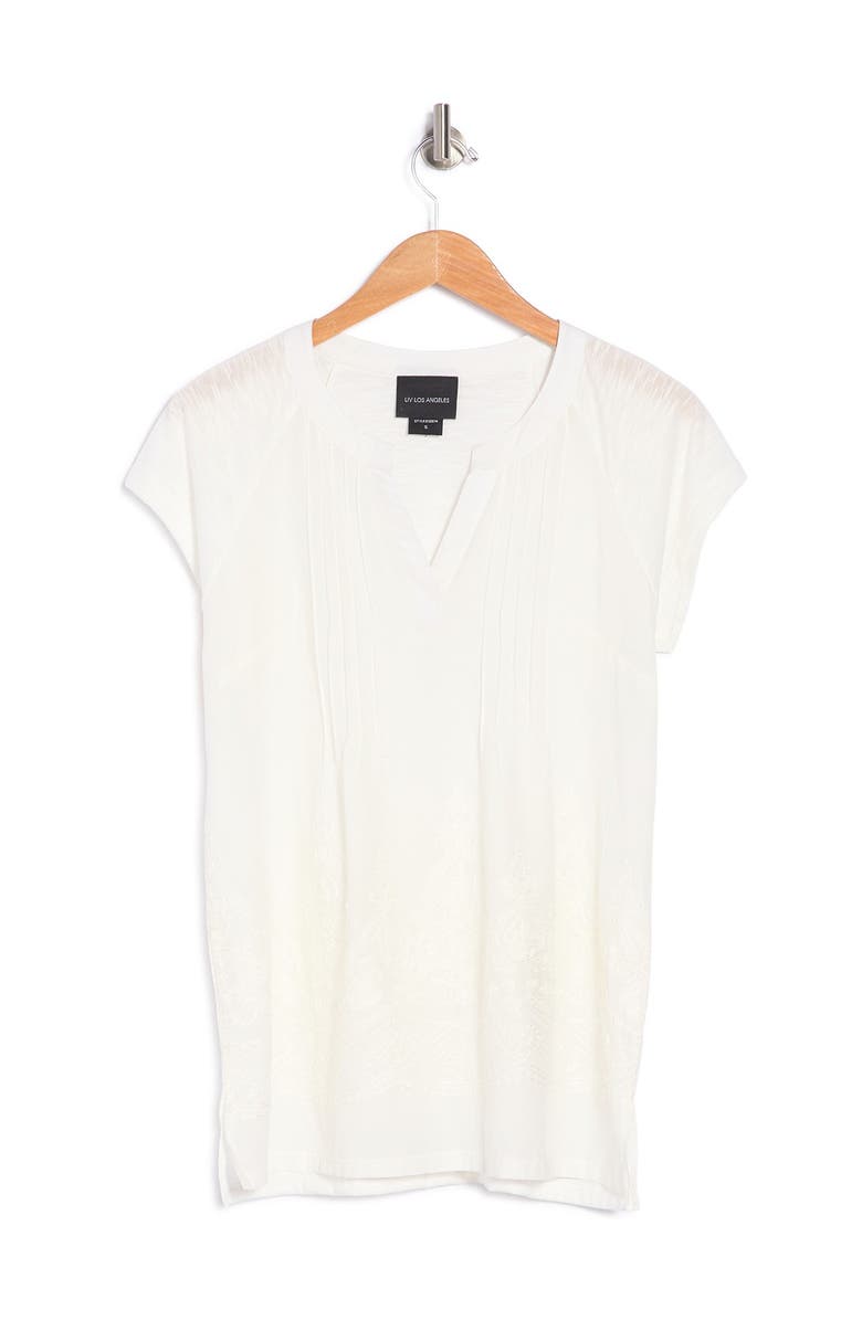 Forgotten Grace Pintuck Pleat Embroidered Tunic, Alternate, color,