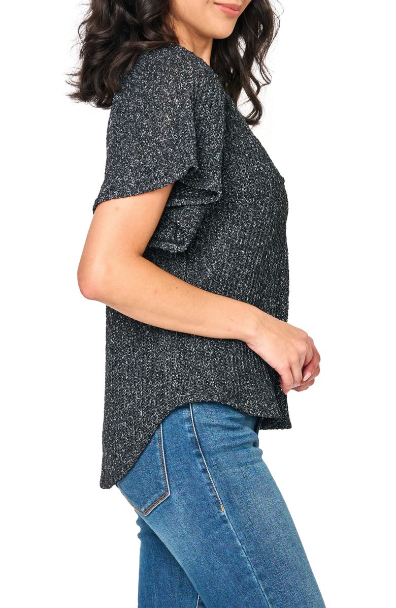 GIBSONLOOK The Jordan Open Stitch Flutter Sleeve Sweater, Alternate, color, Black