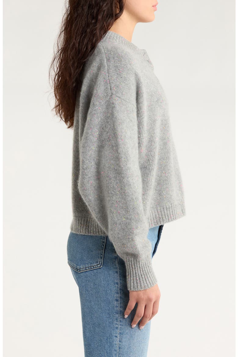 The Flecked Cashmere Cardigan, Alternate, color, SILVER