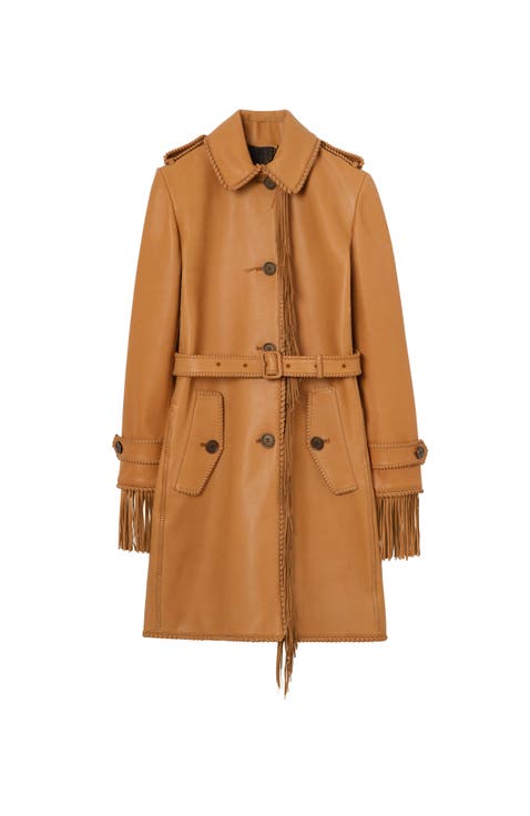 Fringed Leather Car Coat