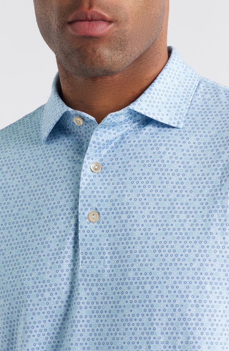 Peter Millar Ferdinand Geo Print Performance Jersey Polo, Alternate, color, Sky