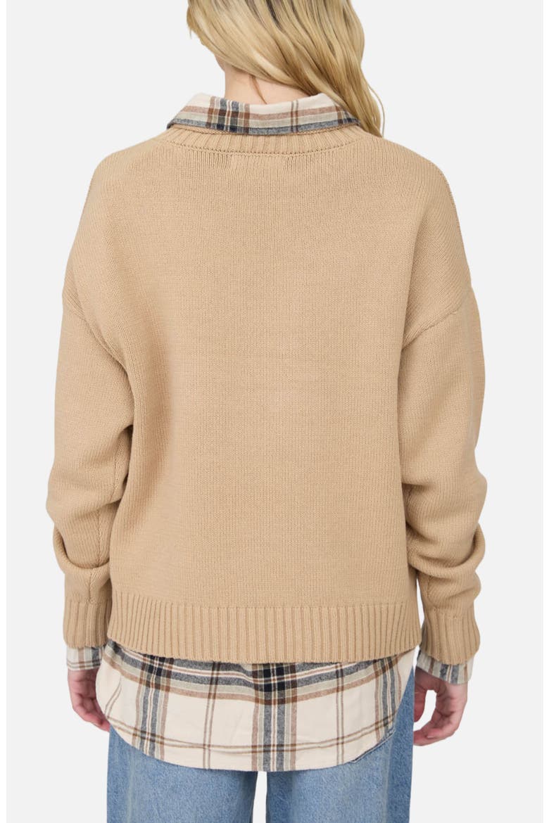 Teddy Bear Crewneck Sweater, Alternate, color, KHAKI