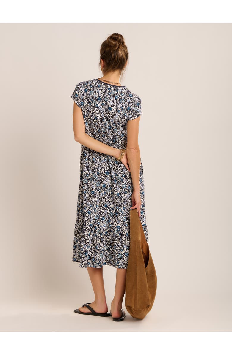 Brakeburn Lucia Tiered Midi Dress, Alternate, color, Navy