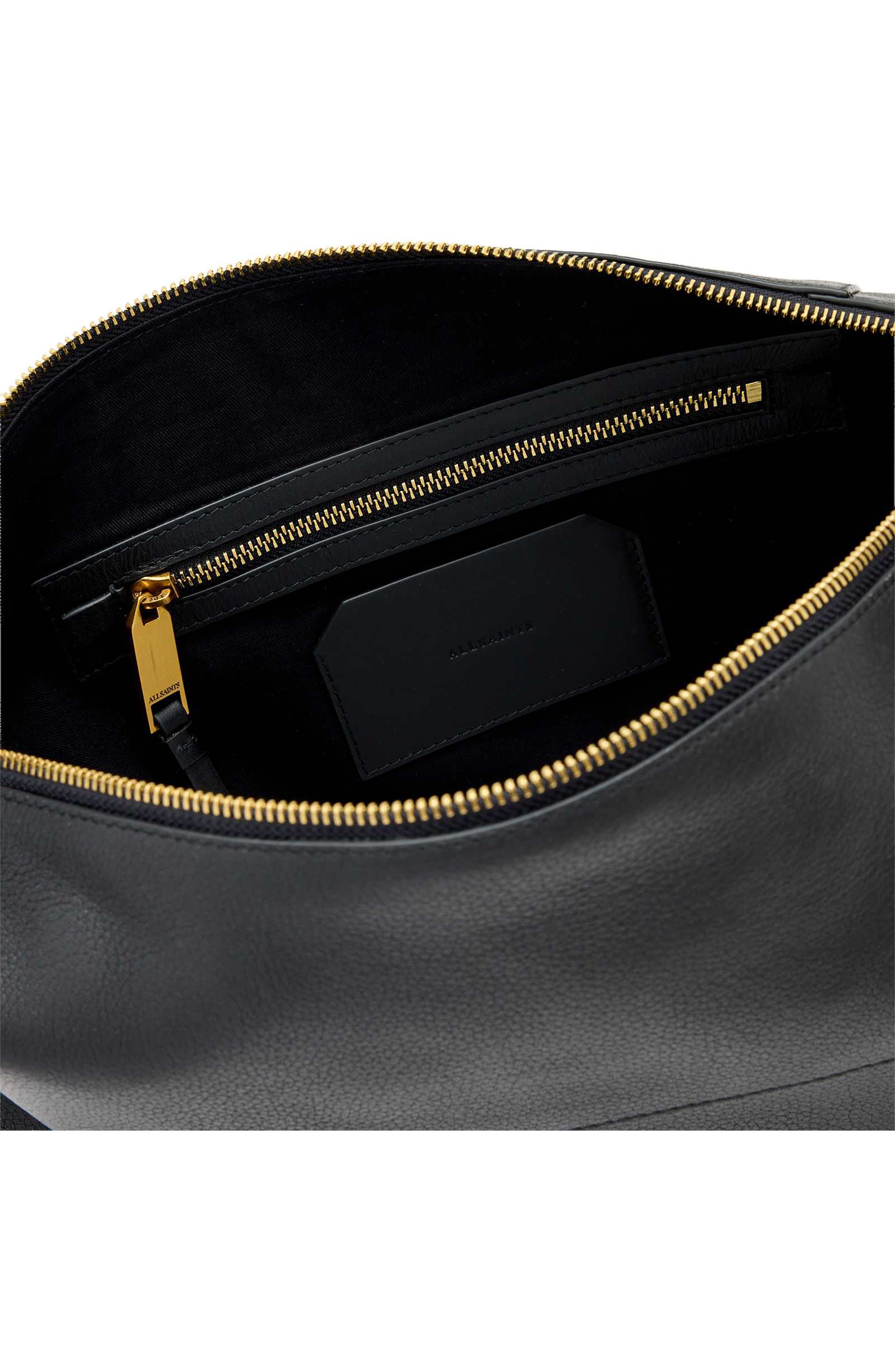 AllSaints Medium Alba Leather Shoulder Bag, Alternate, color, Black