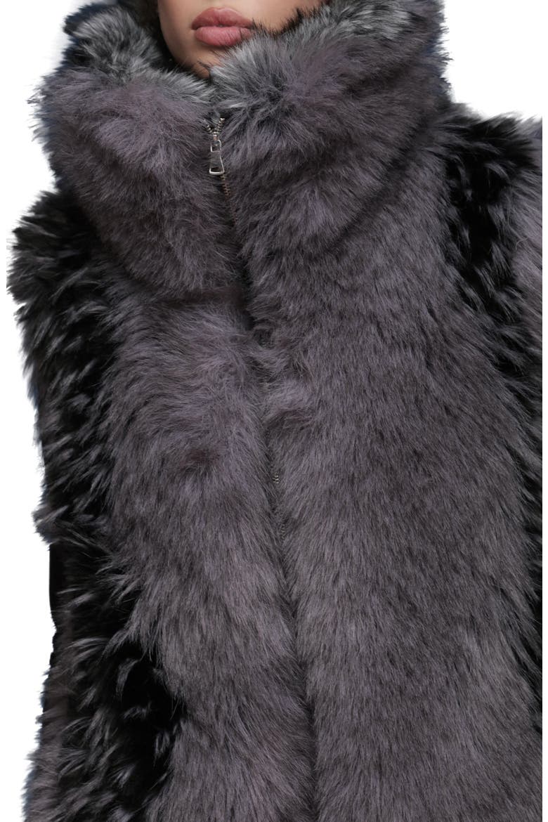 Convertible Collar Faux Fur Vest, Alternate, color, CHINCHILLA