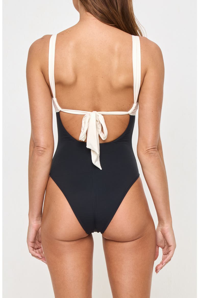 Descanso Colorblock One-Piece Swimsuit, Alternate, color, BLACK/ CREAM