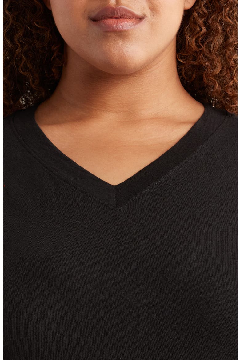 V-Neck Organic Cotton T-Shirt Dress, Alternate, color, BLACK
