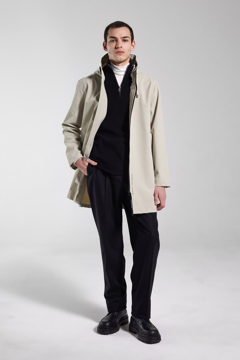 Stockholm Lightweight Zip Matte Raincoat, Alternate, color, Pelican