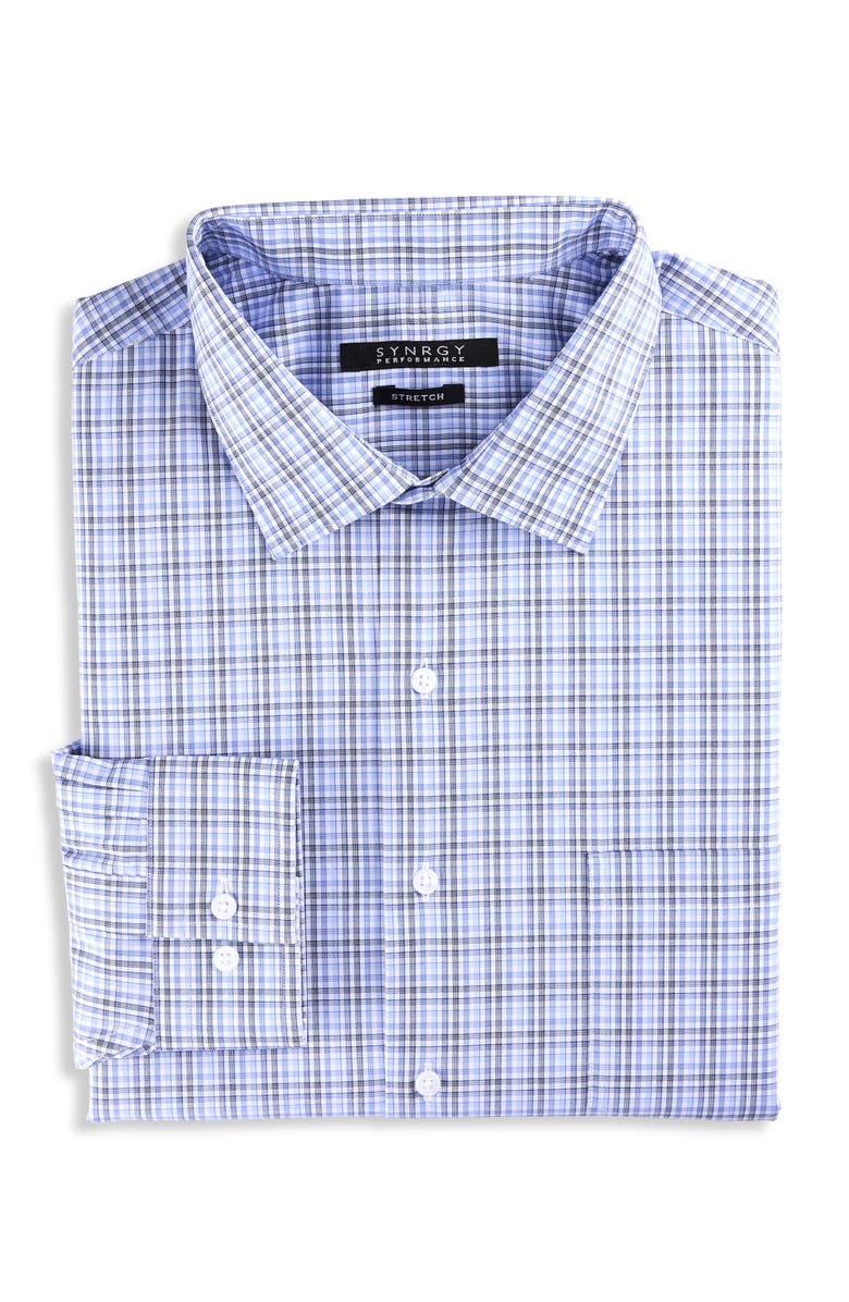 Synrgy by DXL Check Patterned Dress Shirt, Main, color, Blue