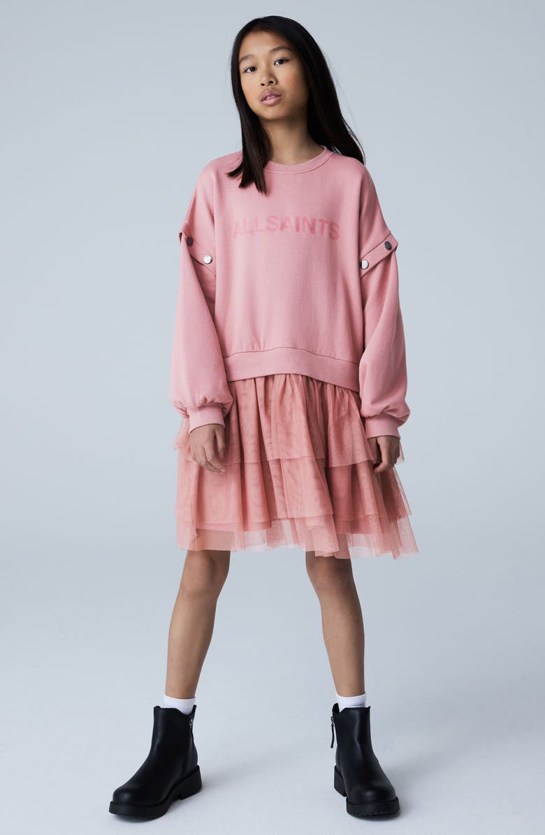 smALLSAINTS by ALLSAINTS Kids' Amphia Long Sleeve Twofer Dress, Alternate, color, Pink