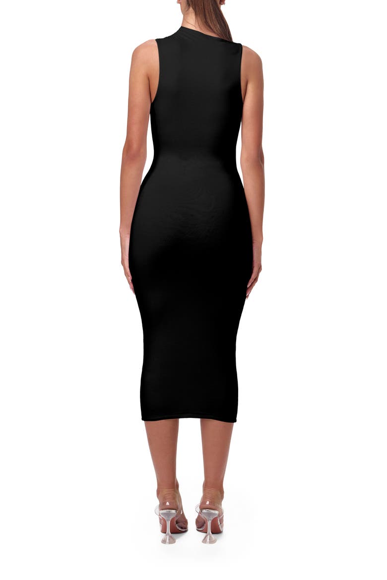 Smooth Sleeveless Midi Dress, Alternate, color, BLACK