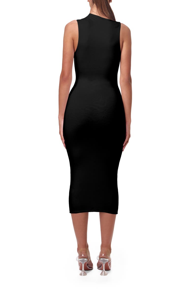 Naked Wardrobe Smooth Sleeveless Midi Dress, Alternate, color, Black