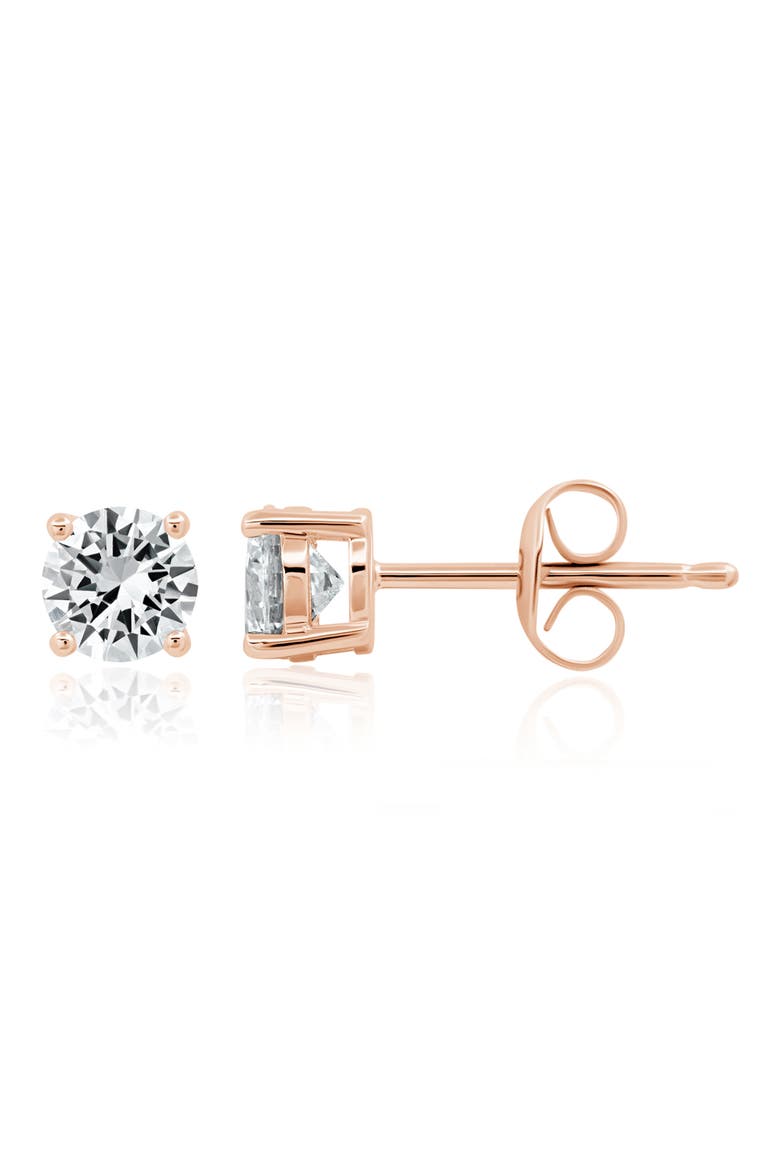 Brilliant Cubic Zirconia Stud Earrings, Main, color, 18KT ROSE GOLD/ CLEAR STONE