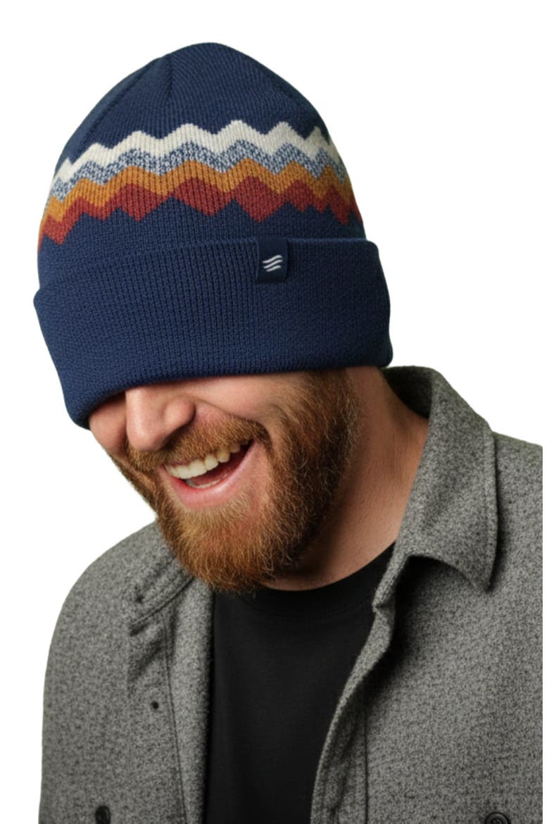 The Merino Wool Mountain Scape Knit Beanie, Alternate, color, Midnight Navy