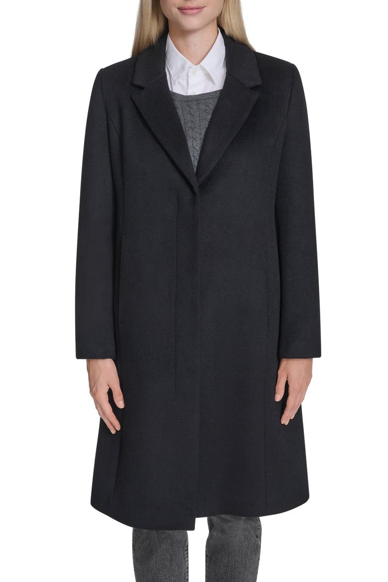 Slick Wool Blend Coat, Main, color, BLACK