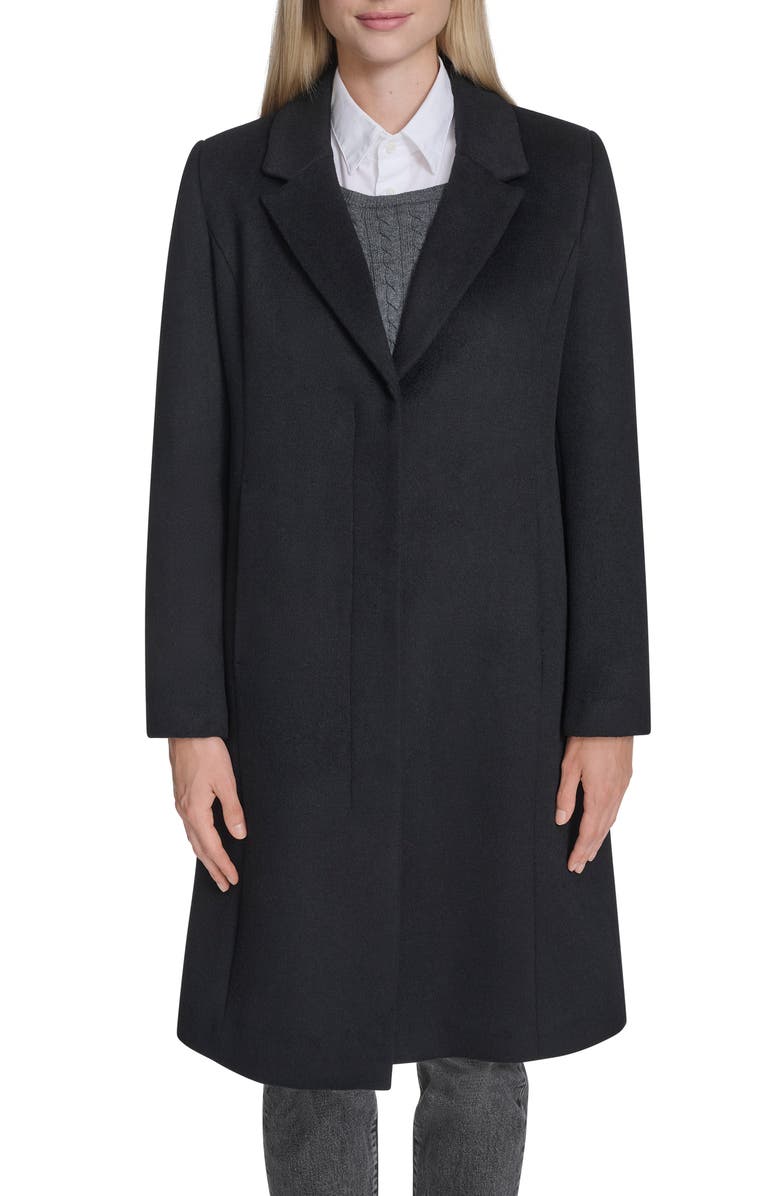 Cole Haan Slick Wool Blend Coat, Main, color, Black