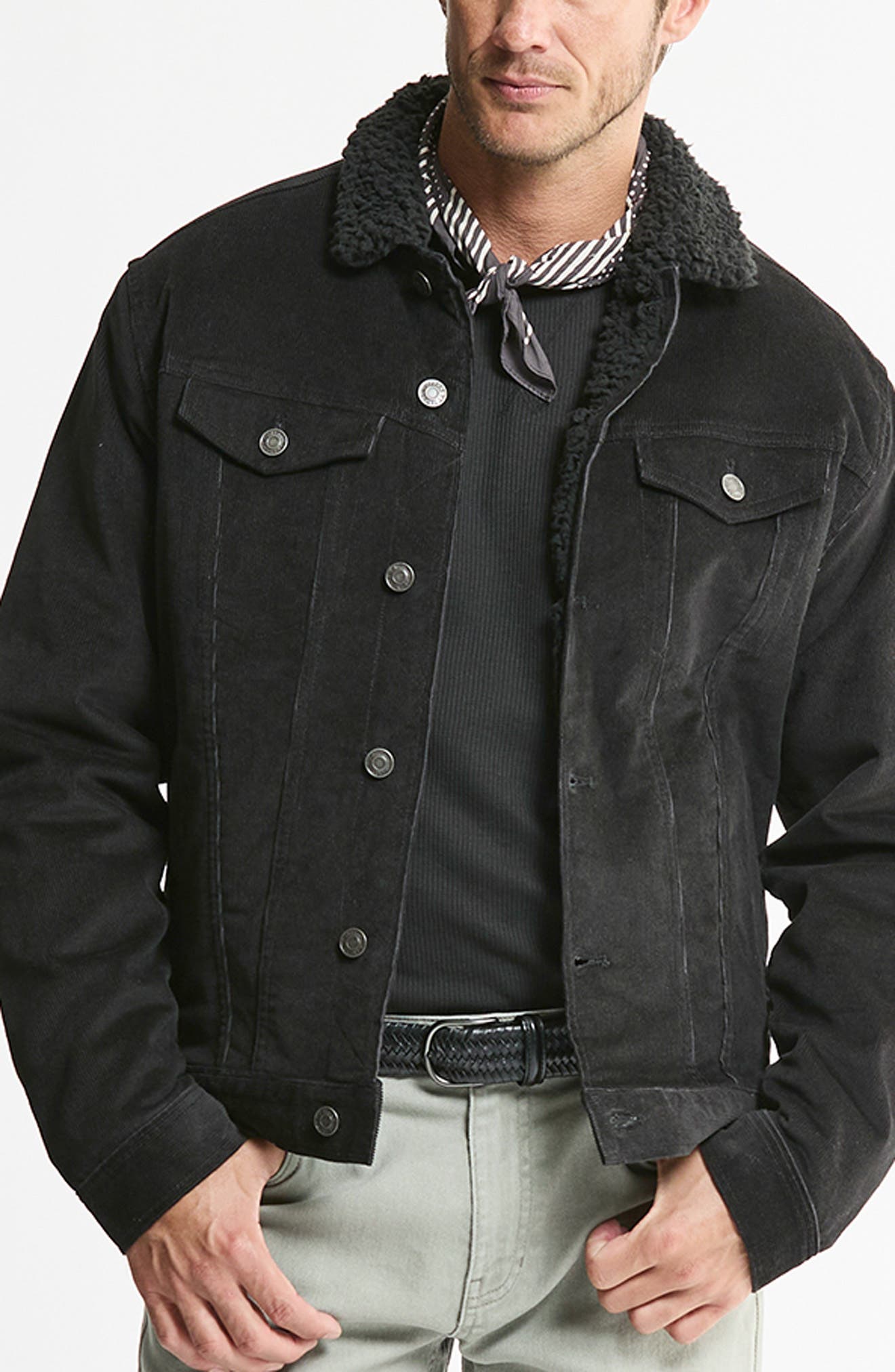 Faux Fur Lined Corduroy Trucker Jacket