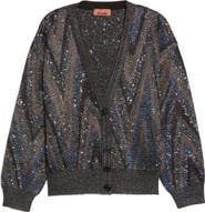 Missoni Sequin Metallic Chevron Jacquard Cardigan