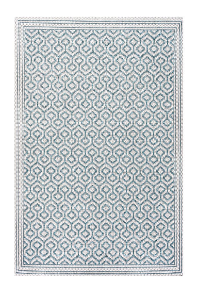 Marvao Diamond Trellis Indoor/Outdoor Area Rug, Main, color, Teal/Gray