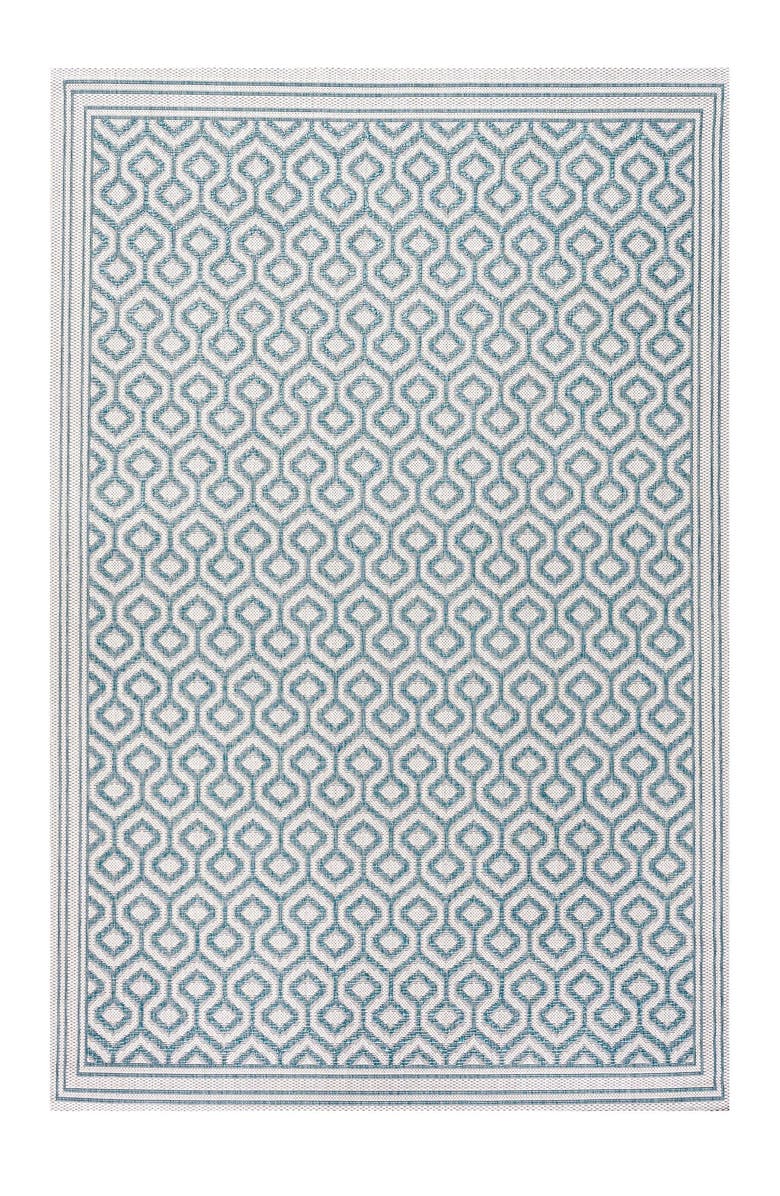 JONATHAN Y Marvao Diamond Trellis Indoor/Outdoor Area Rug, Main, color, Teal/Gray