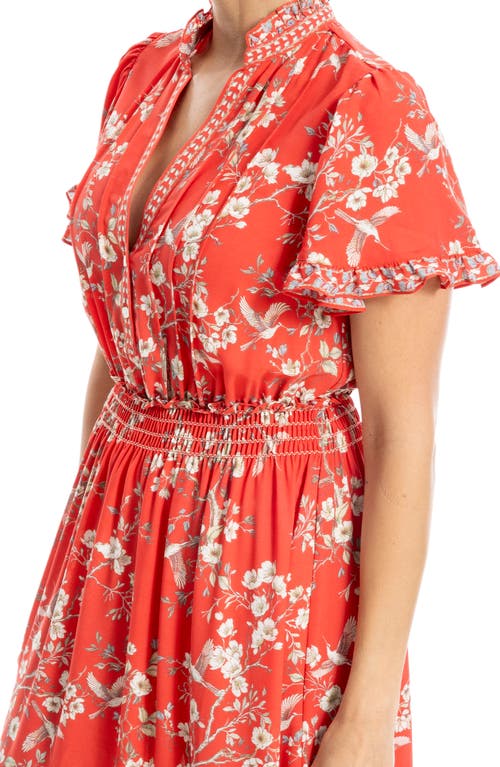 Max Studio Floral Tiered Maxi Dress In Bkd Apple Crn Blossom