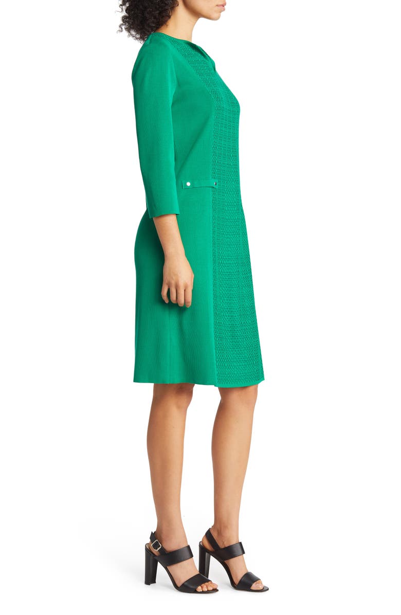 Ming Wang Textured Split Neck A-Line Dress, Alternate, color, 