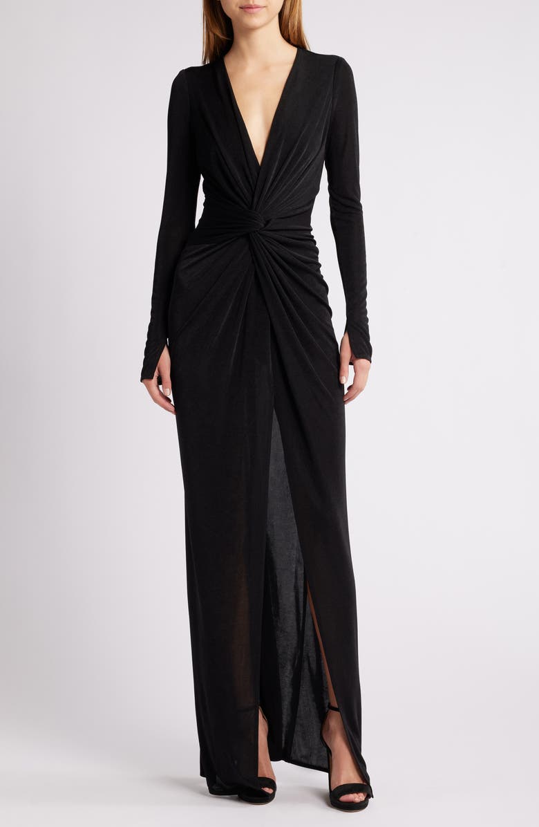 Katie May Kiera Twisted Long Sleeve Gown, Main, color,