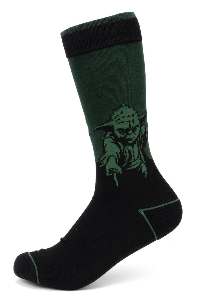 Green Yoda Socks & Jedi Lapel Pin Gift Set, Alternate, color, BLACK