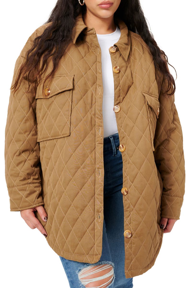 Good American Quilted Shacket, Main, color,