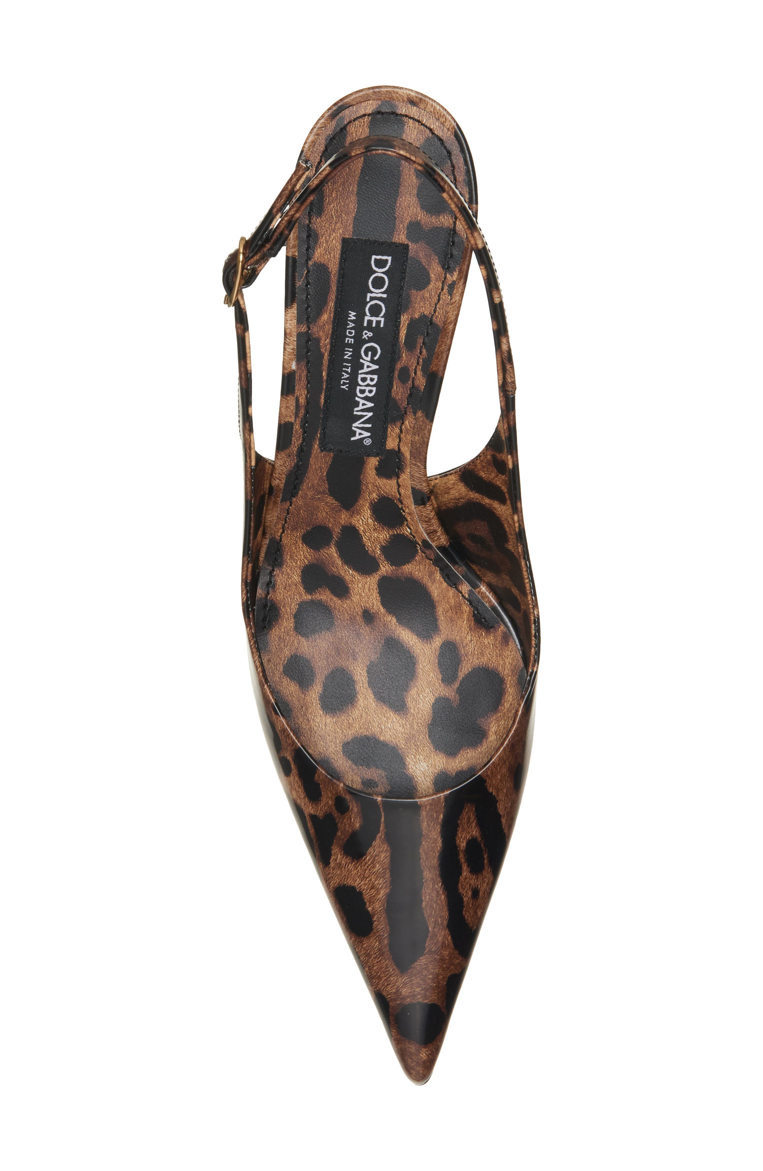 Dolce&Gabbana Lollo Leopard Print Pointed Toe Slingback Pump, Alternate, color, Brown Print Leopard