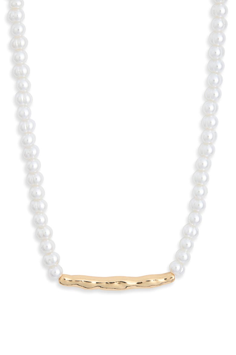 Water Bar Faux Pearl Necklace, Main, color, WHITE- GOLD