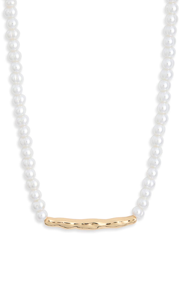 NORDSTROM RACK Water Bar Faux Pearl Necklace, Main, color, White- Gold