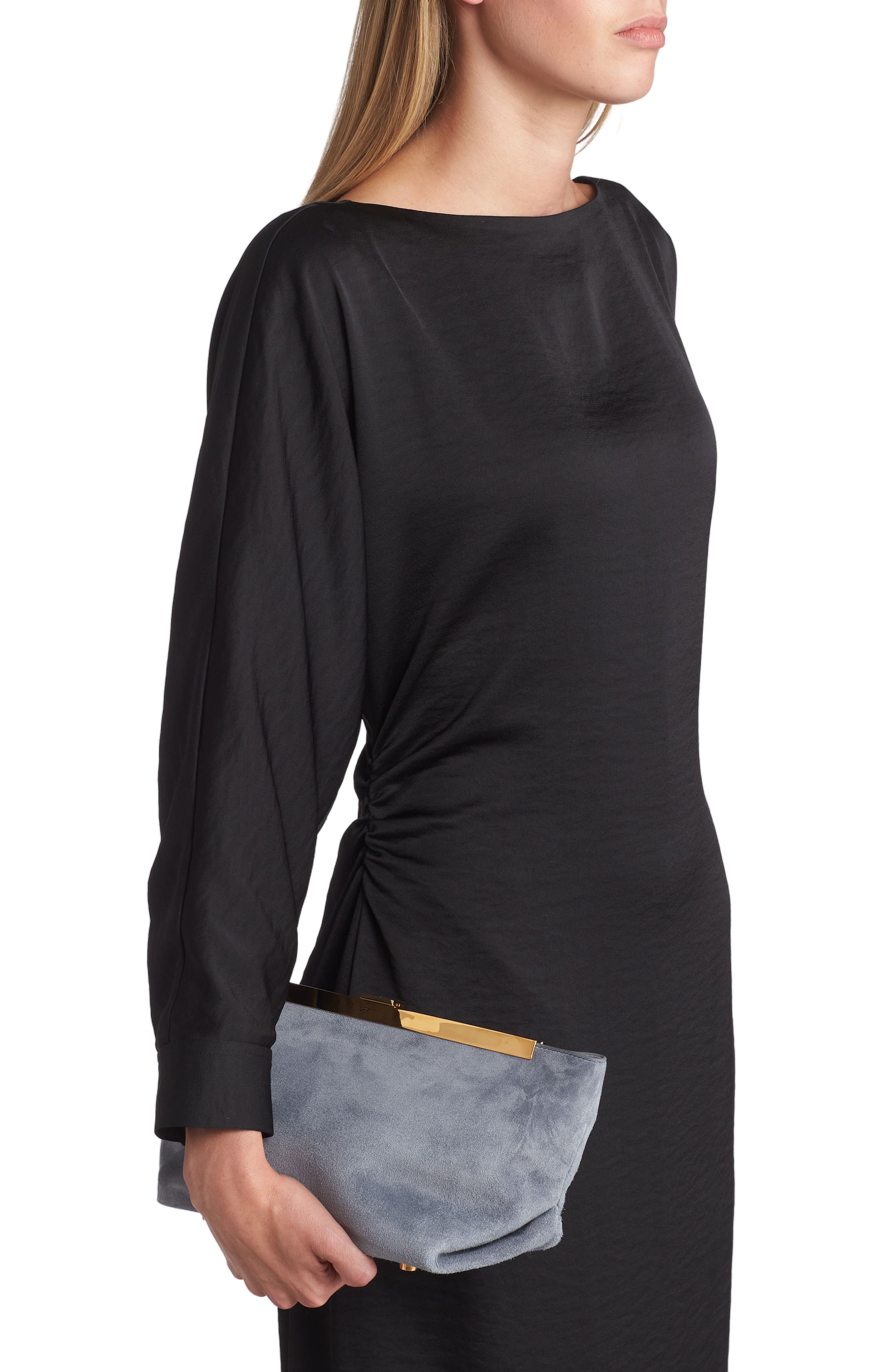 Khaite Aimee Envelope Pleat Leather Clutch, Alternate, color, 