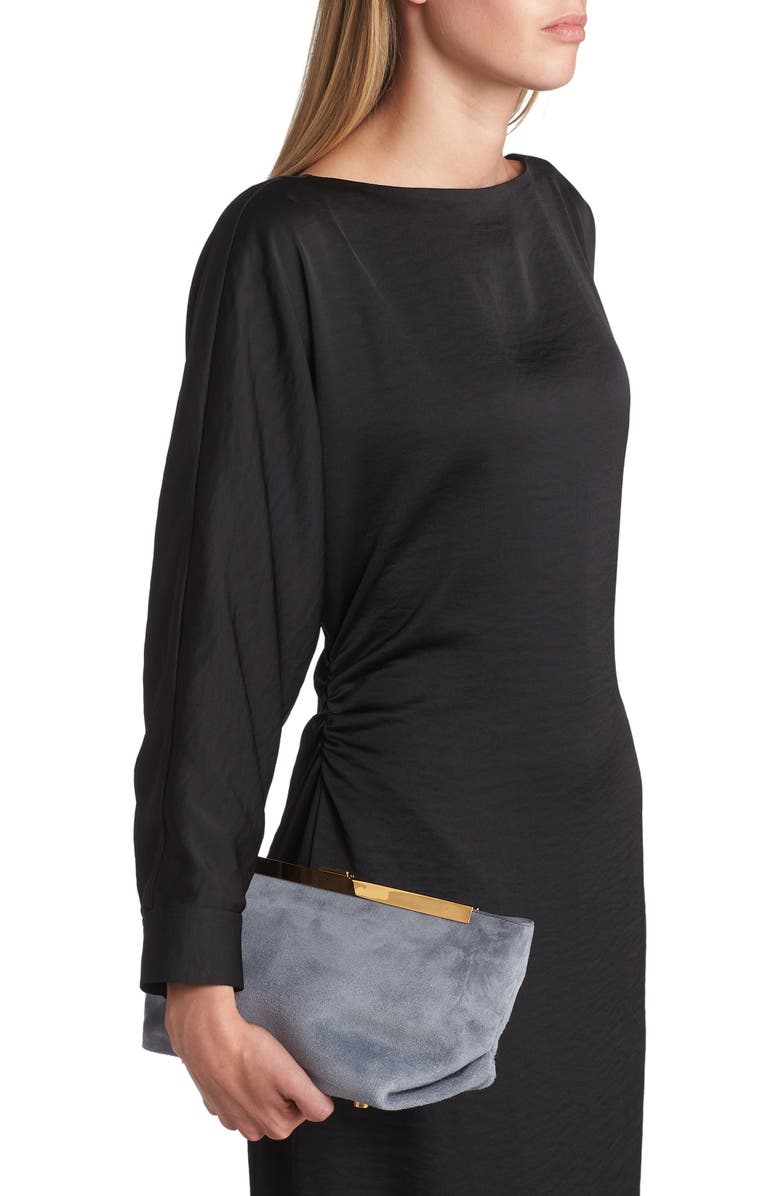 Khaite Aimee Envelope Pleat Leather Clutch, Alternate, color,