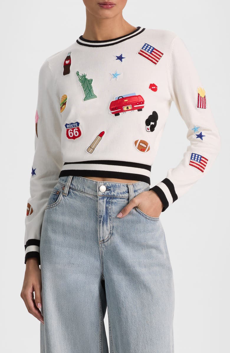 Alice + Olivia Carolann Americana Sweatshirt, Main, color,