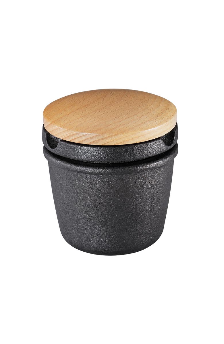 ZASSENHAUS Cast Iron Spice Grinding Set with Beechwood Lid, 3" Grinder, Black, Main, color, 