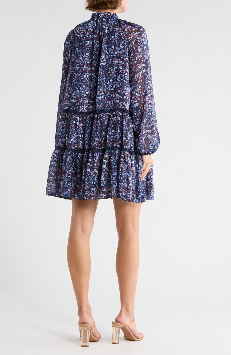 Melrose and Market Tiered Long Sleeve Dress, Alternate, color, Navy- Purple Jetson Dot