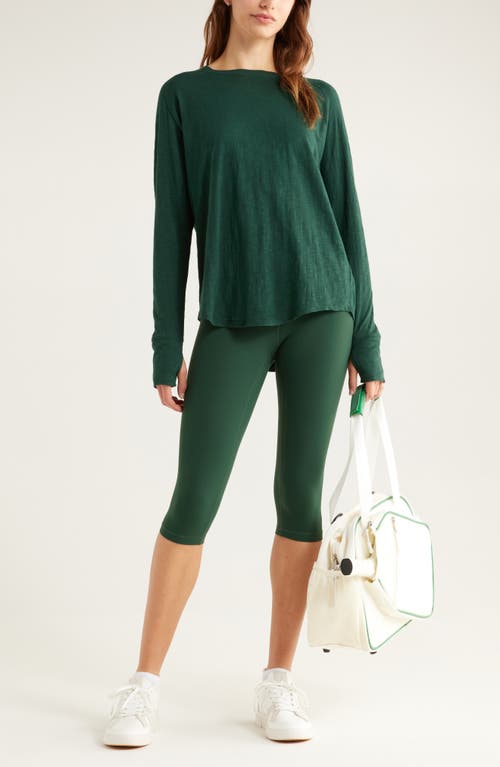Zella Relaxed Washed 2.0 Long Sleeve Slub Tee In Green