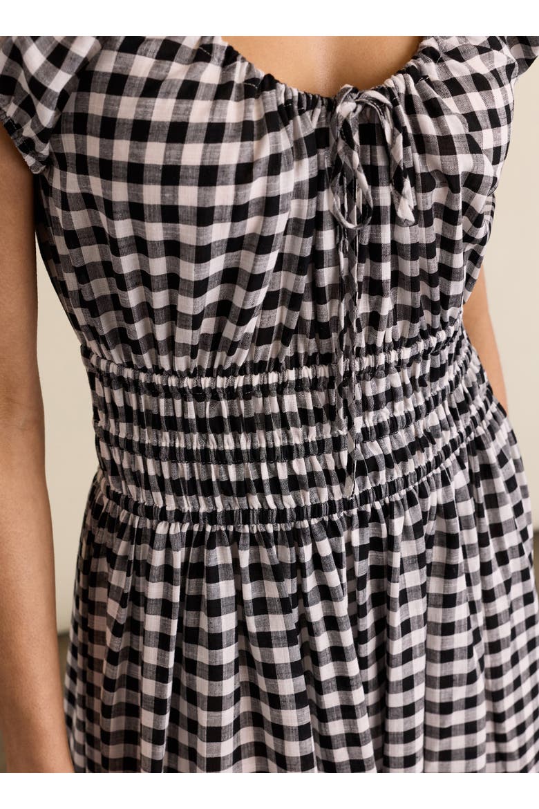 Emily Linen Gingham midi Dress, Alternate, color, Black & White