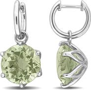 DELMAR Green Quartz Drop Huggie Hoop Earrings