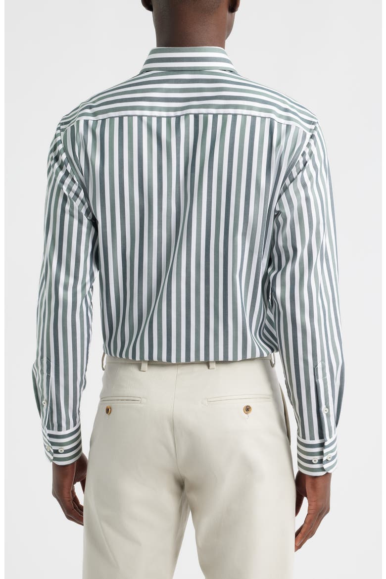 Modern Fit Stripe Non-Iron Cotton Twill Dress Shirt, Alternate, color, DARK GREEN