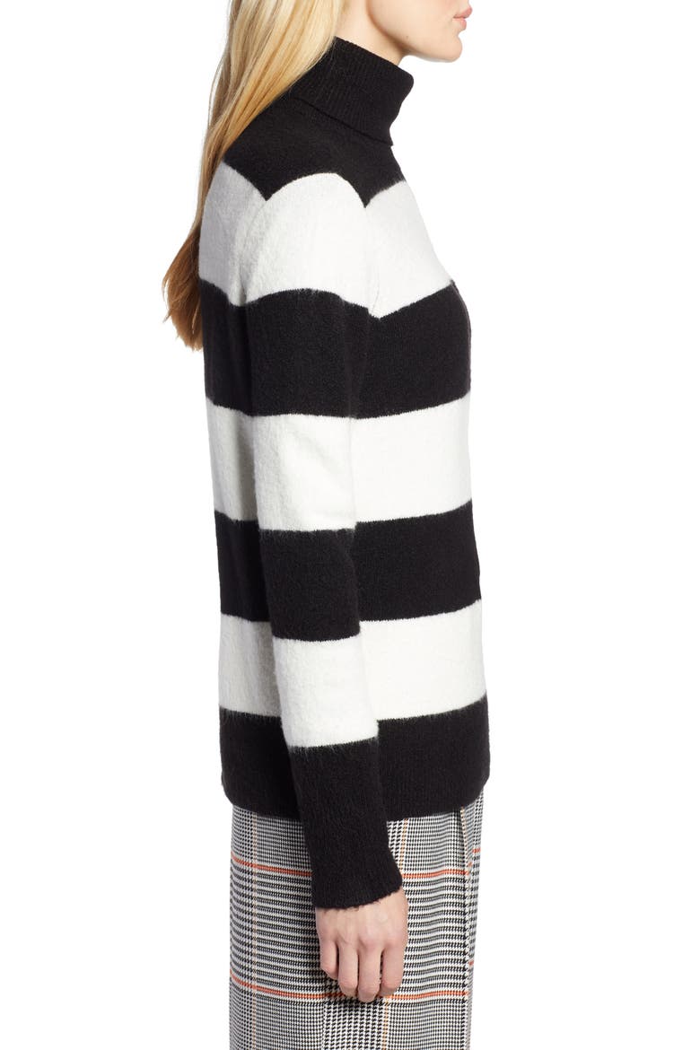 x Atlantic-Pacific Stripe Turtleneck Sweater, Alternate, color, BLACK- IVORY STRIPE