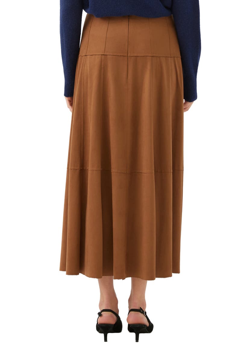 Tiered Faux Suede Midi Skirt, Alternate, color, CAMEL