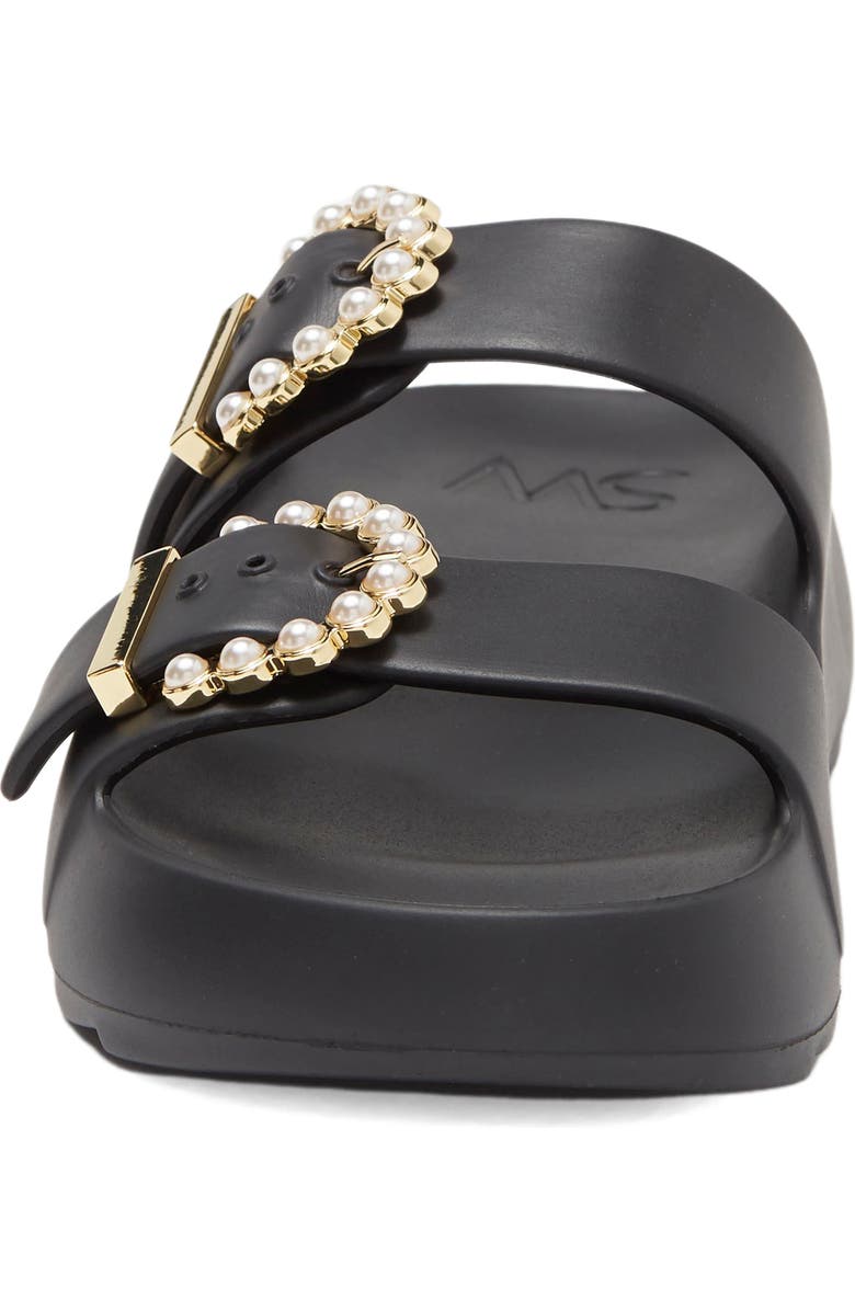 Stuart Weitzman Imitation Pearl Buckle Slide Sandal, Alternate, color,