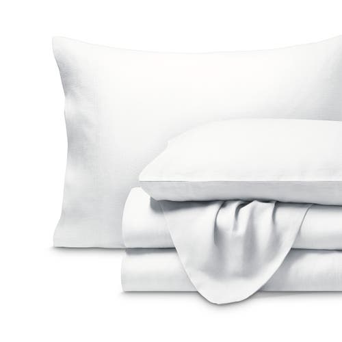 Bare Home 100% European Linen Sheet Set In White