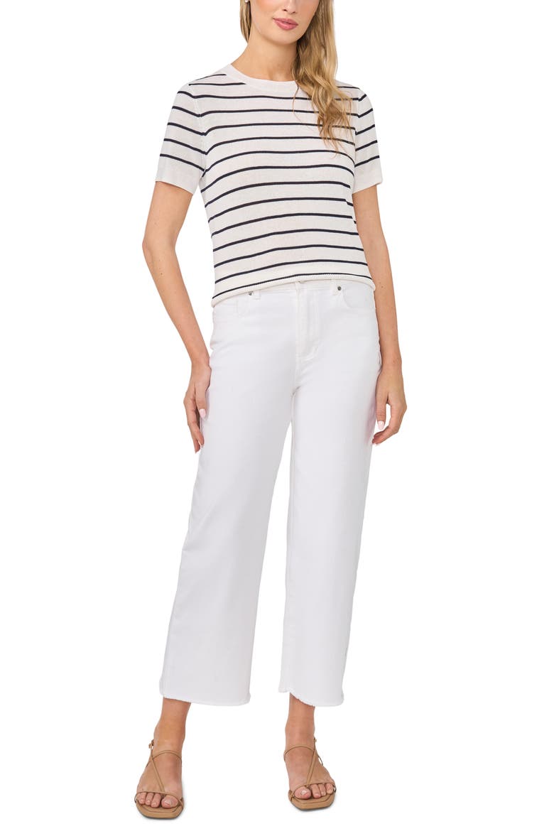 Stripe Crewneck Sweater, Alternate, color, BRIGHT WHITE