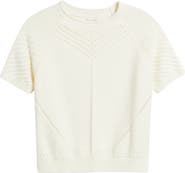 Treasure & Bond Pointelle Short Sleeve Cotton Sweater