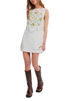 Free People Electric Garden Embroidered Minidress
